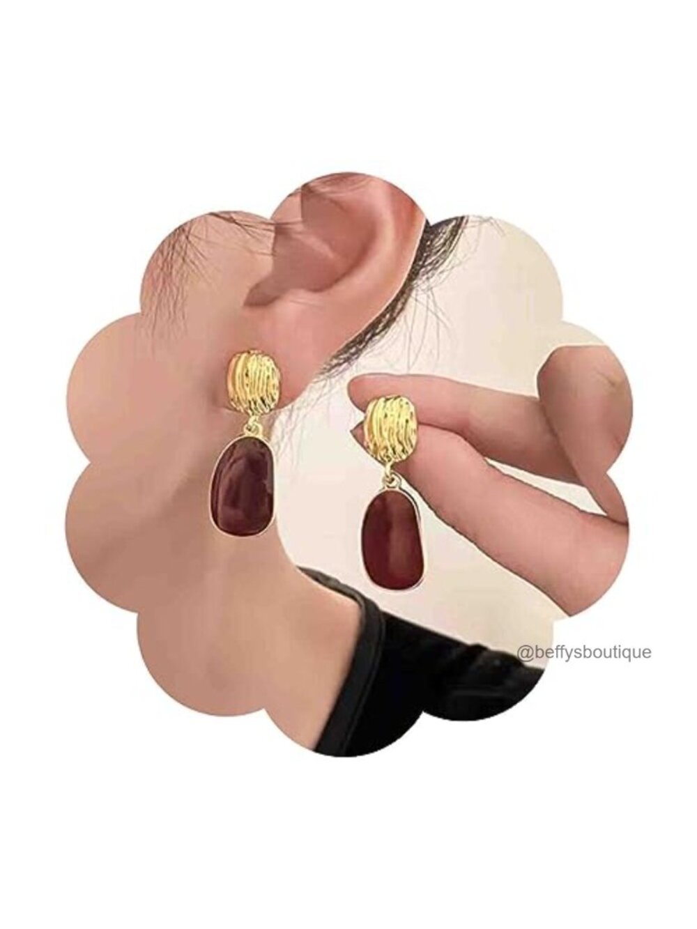 Enamel Oval Dangle Earrings Hammered Disc Stud